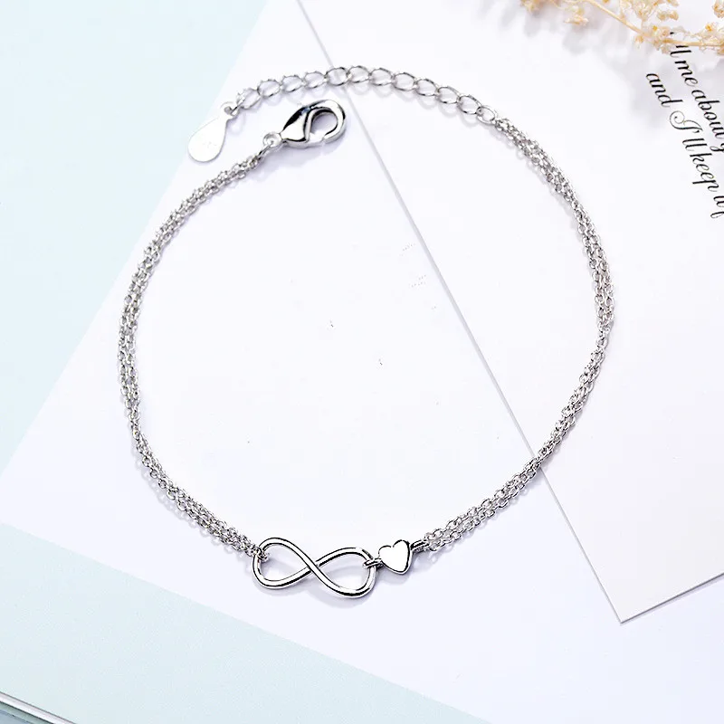 

Браслеты женские из серебра 925 пробы, двухслойные, в форме сердца, sl219