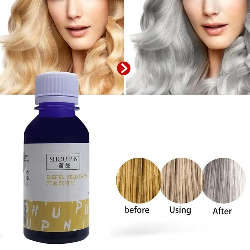 

100ml Yellow Hair Remover Shampoo For Silver Blonde Bleached Gray Hair Dye Remove Anti Brassy Protecting Hair Styling Products