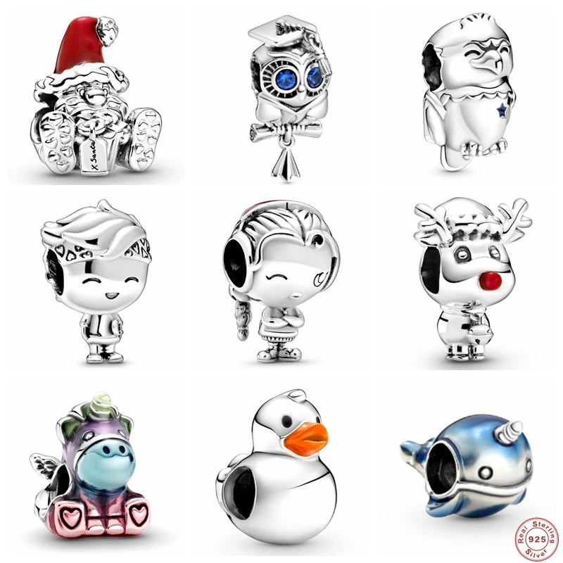 

MC 925 Sterling Silver Cute Animal Princess Knight Retro Boy Doll Bead Fit Original Pandora Charm Bracelet Women Jewelry Gifts