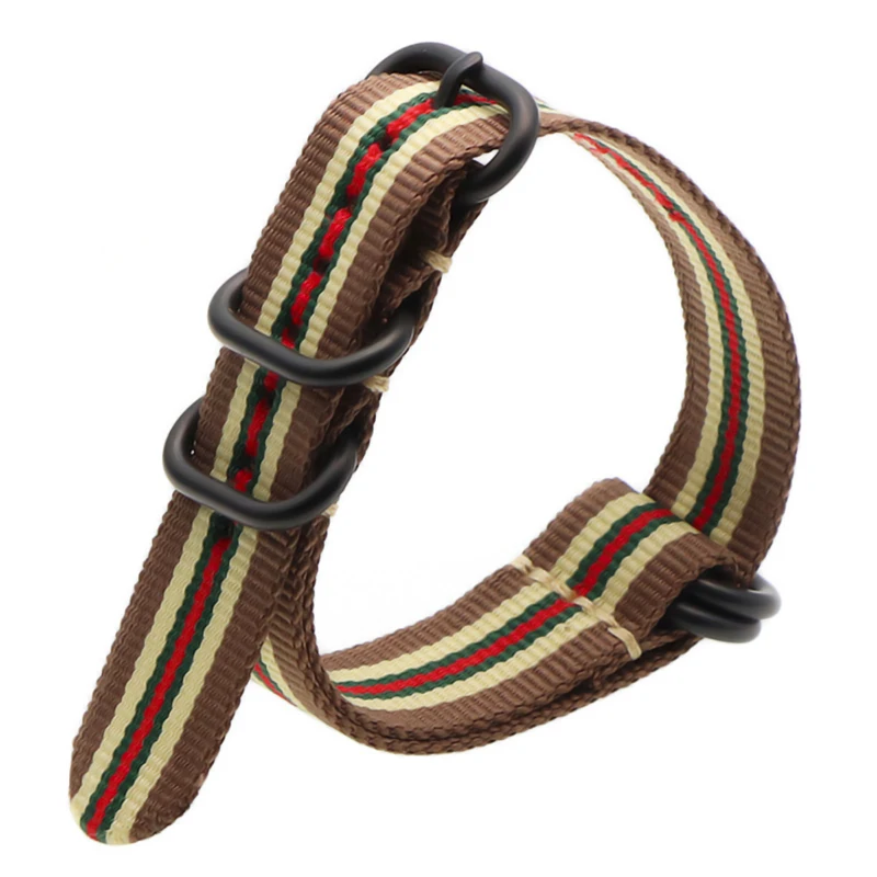 Brown beige B 21 цвет прочный нейлоновый ремешок otan ZULU ремешок 18 мм 20 мм 22 мм 24 мм полосатый Радужный холст замена ремешок для часов - Цвет ремешка: Brown beige B