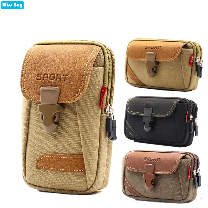 

Universal Canvas Wasit Pack Phone Bag Outdoor Casual Belt Bag Universal Cell Phone Pouch Cases Covers Wallet Coin Purse Pocket