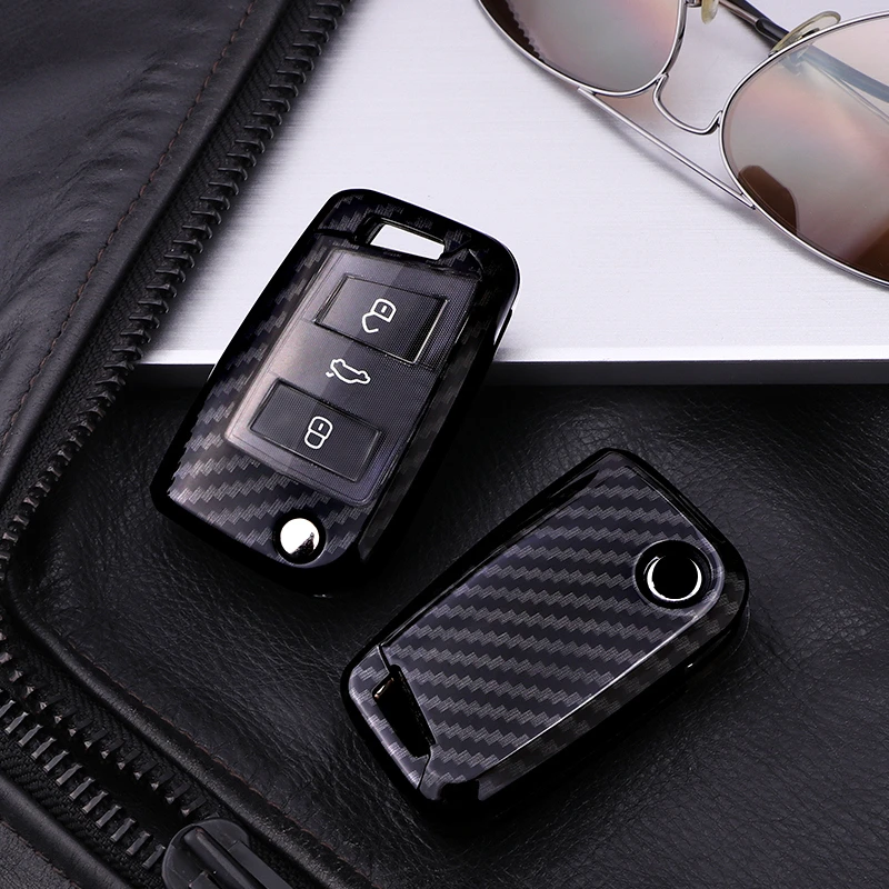 Модный защитный чехол для автомобильного ключа из поликарбоната и углеродного