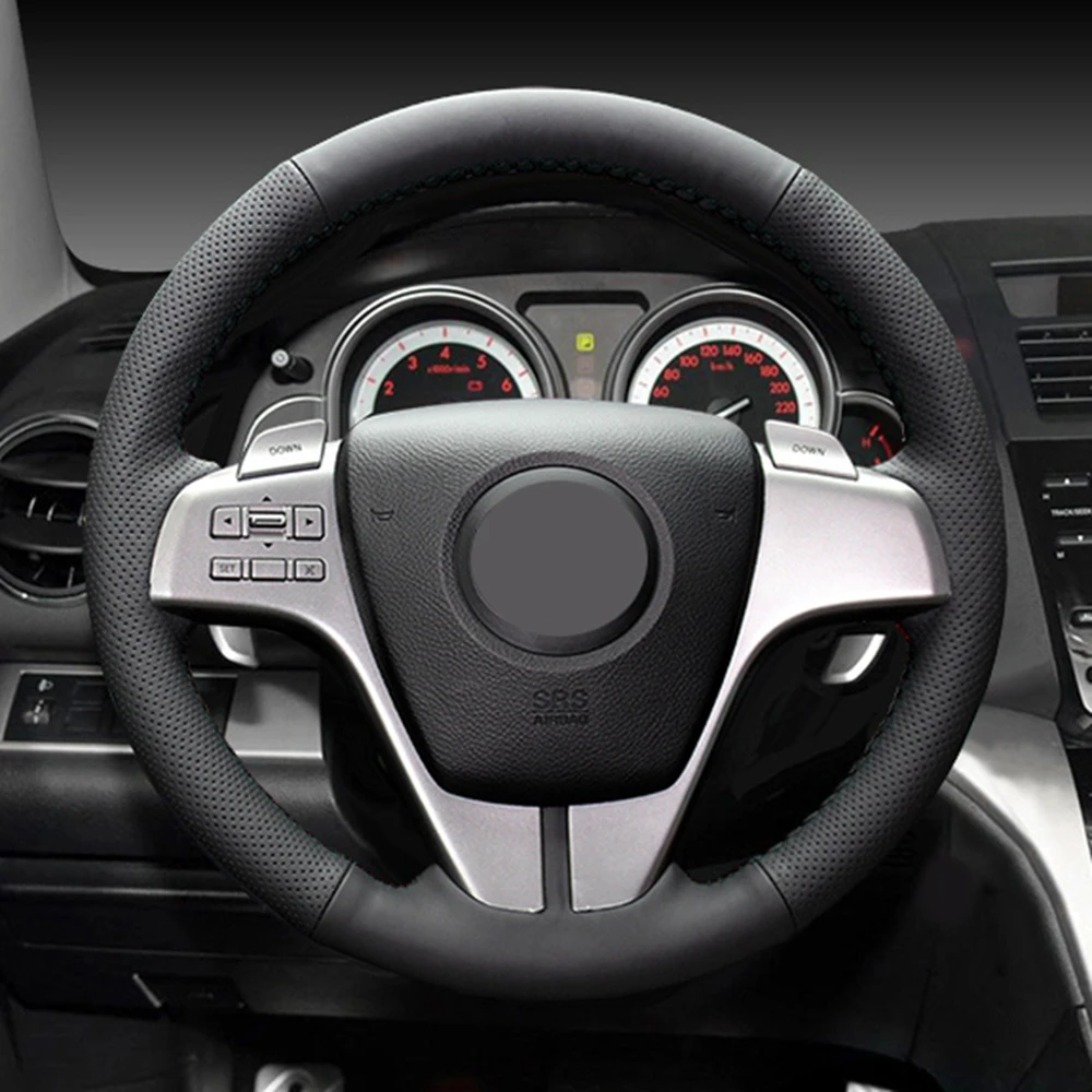 Сделай Сам сшитая вручную черная Удобная искусственная кожа фотосессия для Mazda 6