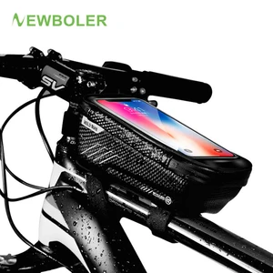 newboler mountain bike bag rainproof waterproof mtb front bag 6 2inch mobile phone case bicycle top tube bag cycling accessories free global shipping