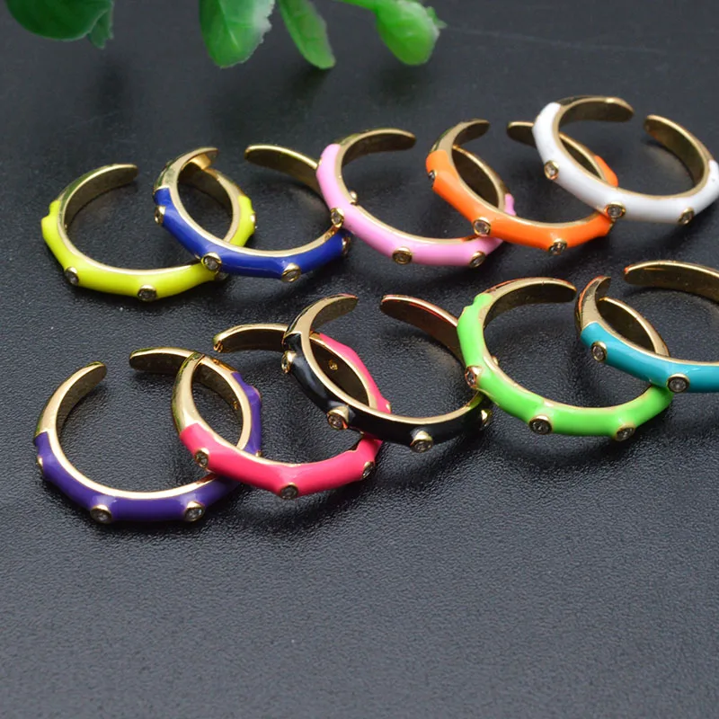 

2021 New Design Creative Vintage Colorful Enamel Rings Adjustable Size For Women DIY Rings Wedding Party Jewelry Gift