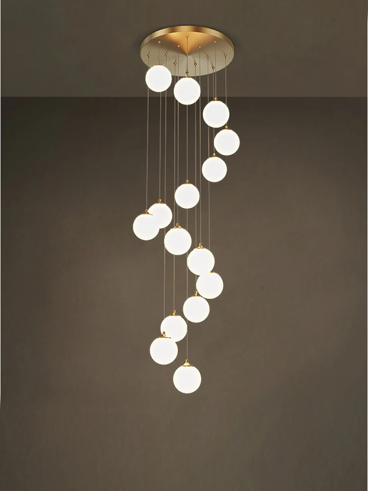 売却 すべての銅美学ガラス玉シャンデリアデュプレックスアパート階段chandeilers高級ホテルヴィラロビー天井ハンギング
