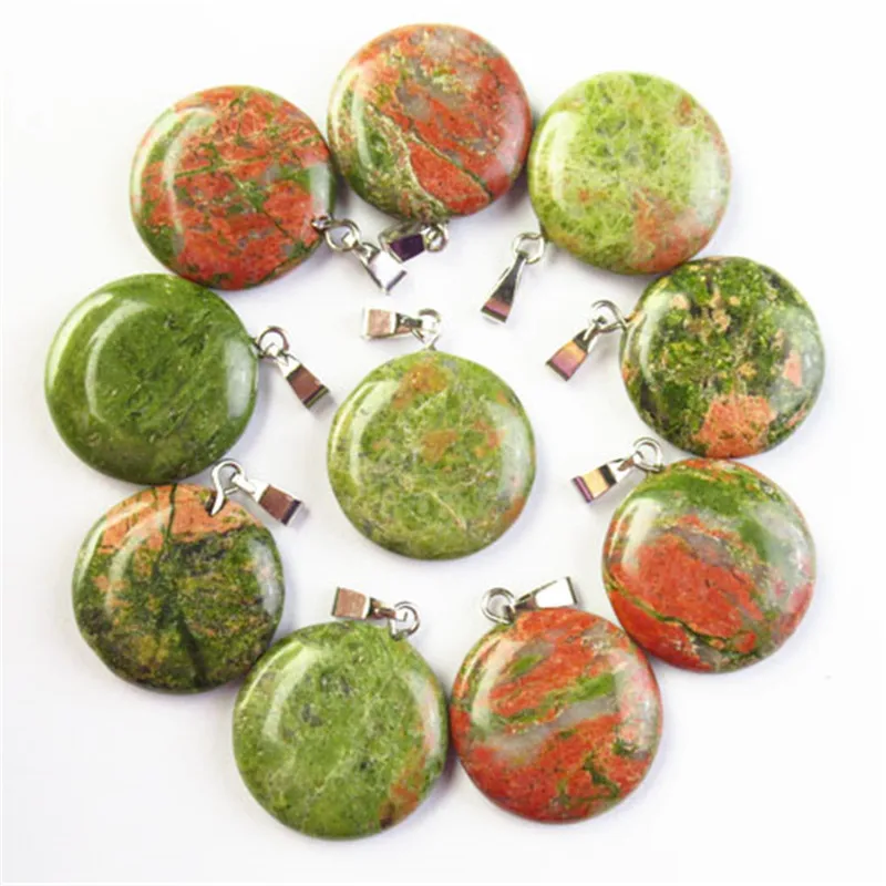 

20pcs 20x6mm Natural Unakite Stones Round Pendant Bead 258SK