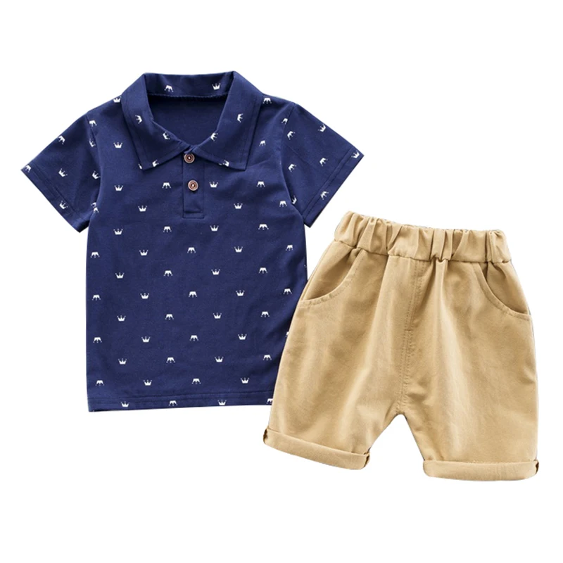 

Детская одежда летняя одежда для мальчиков топы с короткими рукавами и принтом, футболка + шорты комплекты повседневной детской одежды из 2 ...