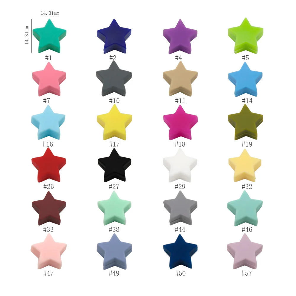Cute-idea 10pc Silicone Teether Mini Star BPA Free Food Grade Baby Teething Chew Toy Newborn Nursing Silicone Pacifier Beads DIY