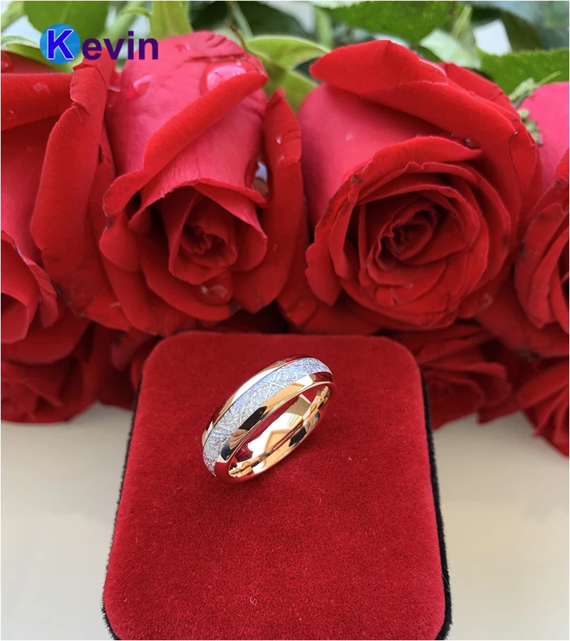 Женский и мужской вольфрамовый браслет из розового золота 6 мм 8 | Украшения