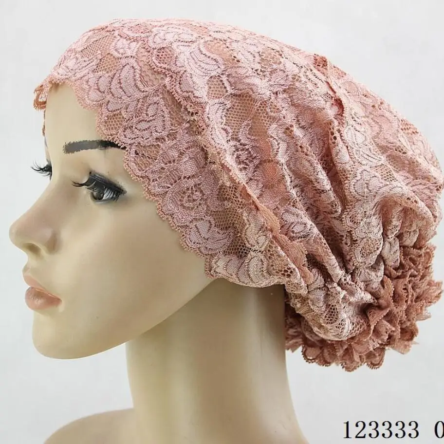 Кружевная мусульманская внутренняя Женская хиджаб шапка исламский шарф белый