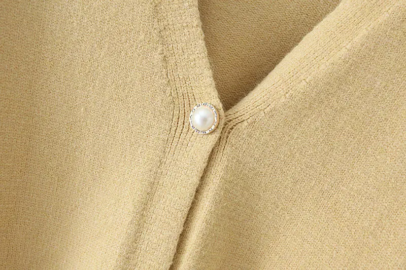 Новый осенний женский однотонный вязаный свитер с v-образным вырезом Женский