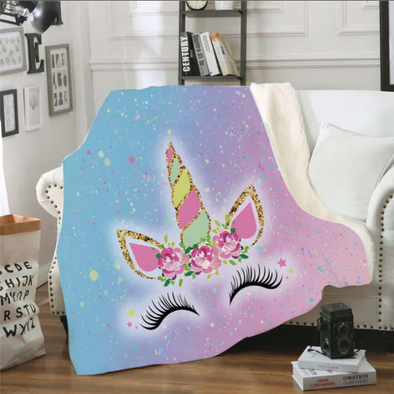 MYLB Единорог одеяло Цветочный мультфильм шерпа для детей Девочка диван мягкий