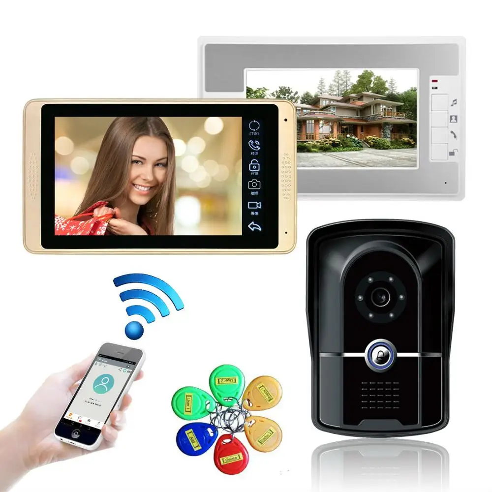 Видеодомофон с Wi Fi RFID 7 дюймов 2 монитора|Видеодомофон| |