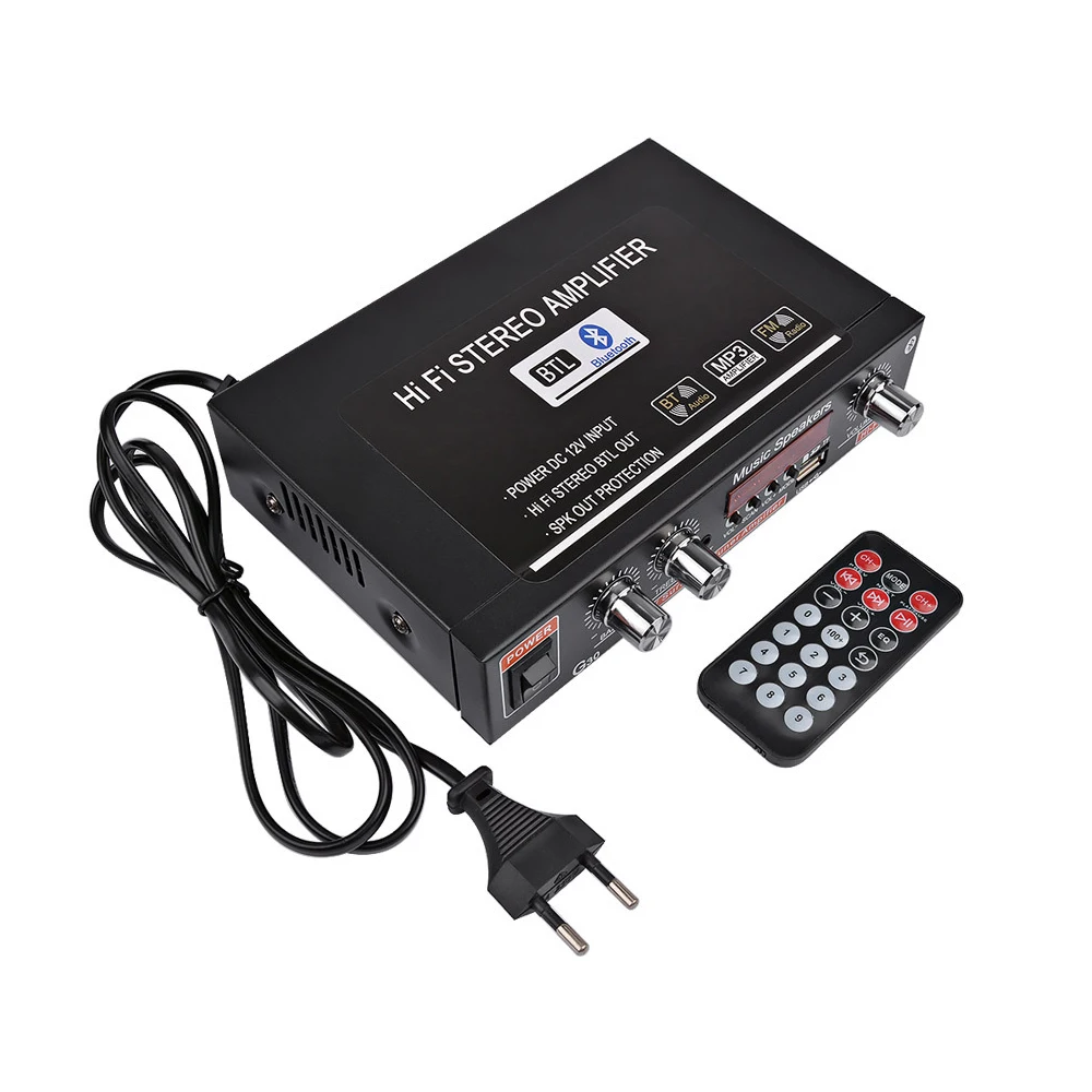 Домашний автомобильный усилитель Bluetooth HIFI стерео сабвуфер 220 В Цифровой