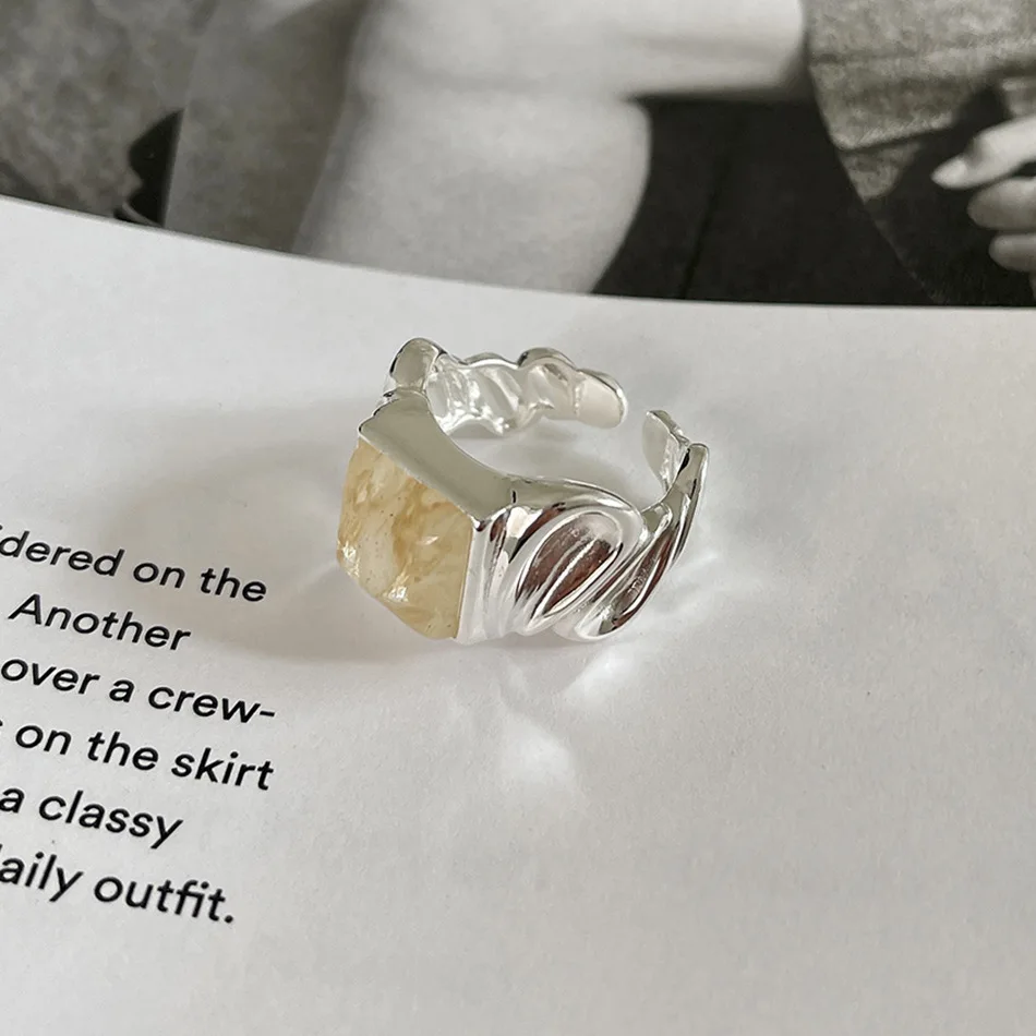 

LouLeur Irregular 925 Sterling Silver Ring Bump Natural Stone Rings For Women Luxury Ring 2021 Trend Silver 925 Jewelry Design