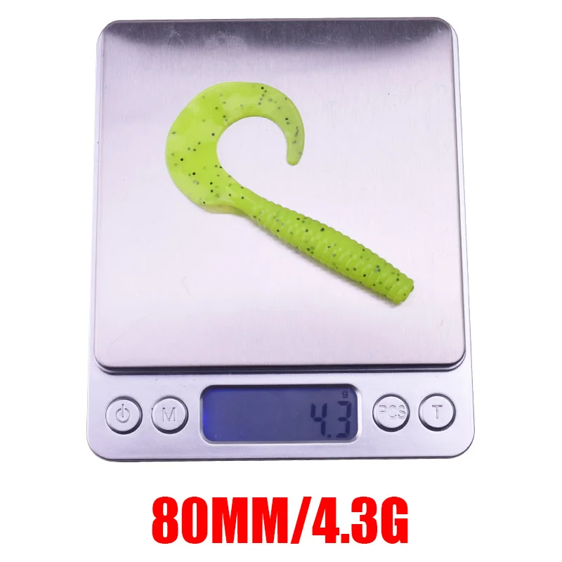 5pcs/Lot Worm Curly Soft Bait 8cm 4.3g Fishing Lure Jig Wobblers Silicone With Salt Smell Artificial Baits Bass Carp Swimbaits