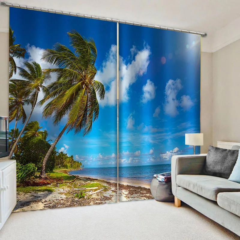 Морской пляж серия печать занавески для гостиной плотная шторка в спальню оптом