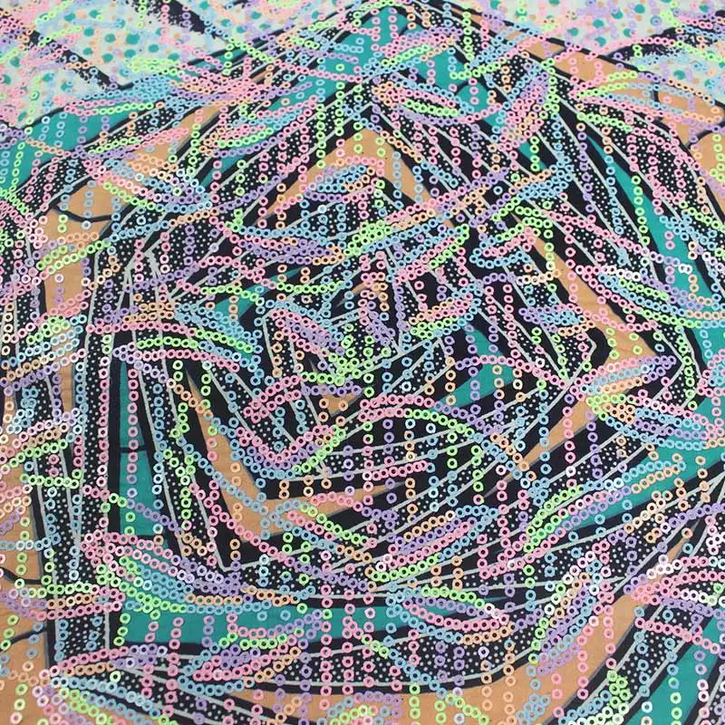 

Wholesale Price Best Quality African Sequinse Wax Fabric Nigeria Ankara Printed Wax Materials Lace 6 Yards/pcs Sewing Dress