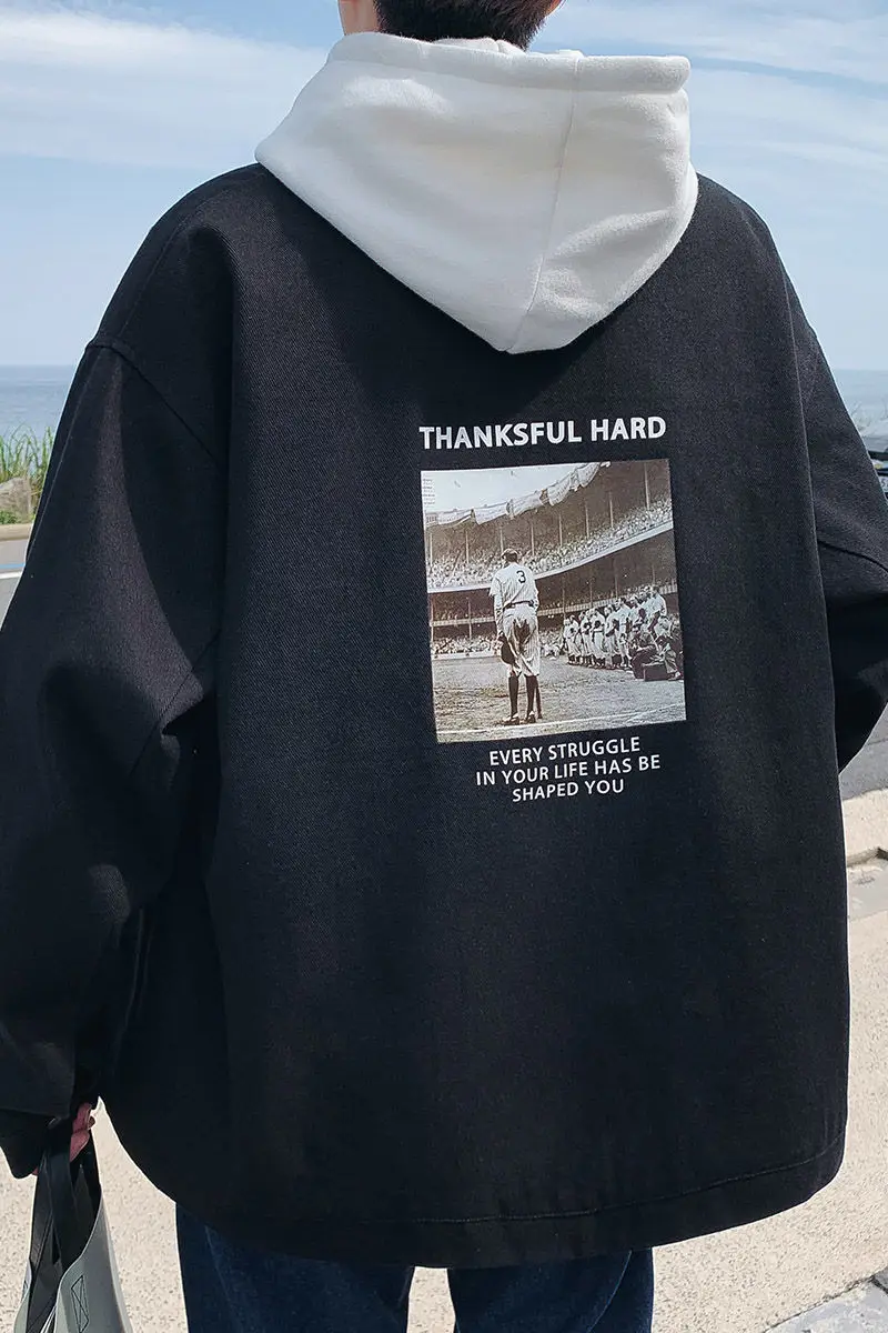 

2021 new Spring couple leisure long sleeve loose print youth men's jacket Outdoor Kpop Holiday Smart Casual Preppy Style