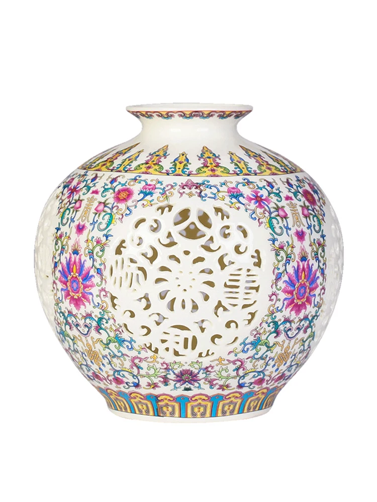 

Ceramic Vase Pomegranate Bottle Ornaments Blue and White Porcelain Chinese Style Living Room Curio Shelves Porcelain Decorations