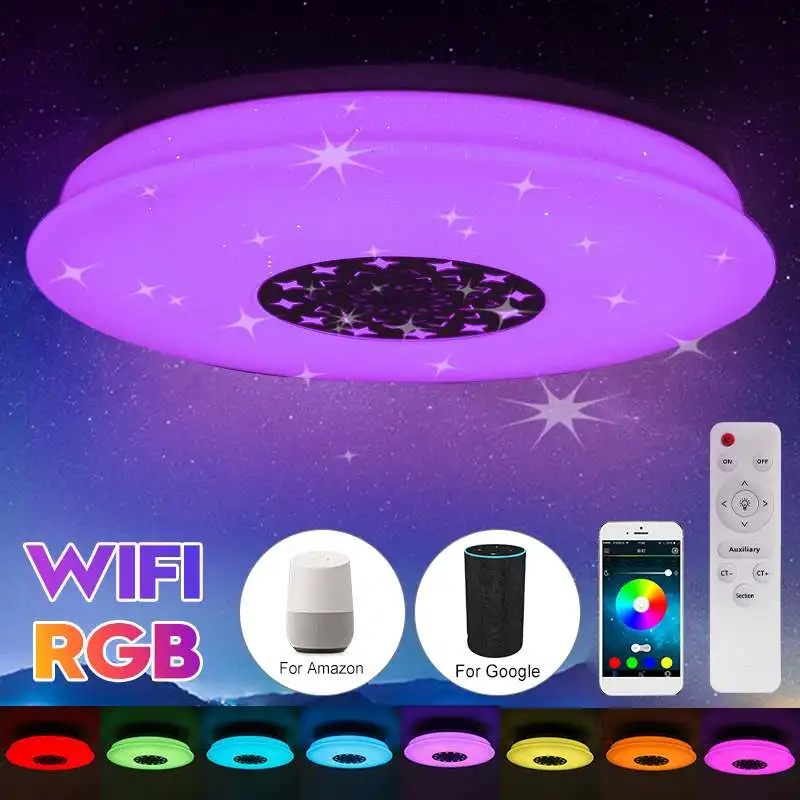 

200W RGB Dimmable Music Ceiling lamp Remote&APP Control Ceiling Lights 85-265V For Home Bluetooth Speaker Lighting Fixture