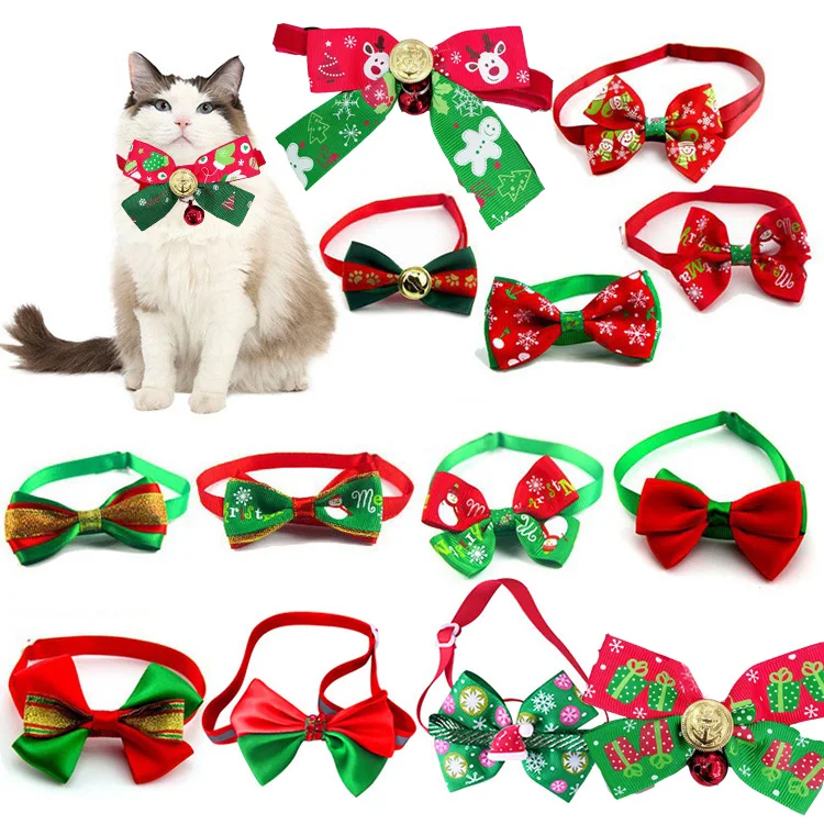 Принтом в виде рождественского кота ошейник для кошки галстук бабочка собаки