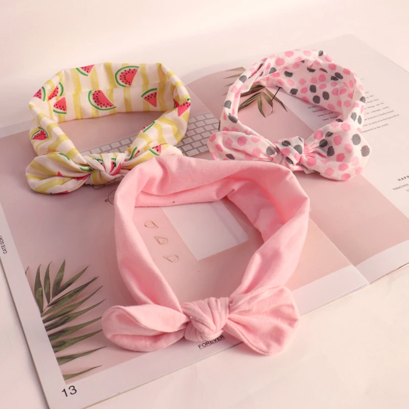 

3Pcs/Set Cute Rabbit Ears Baby Girl Headband Flower Printed Kids Elastic Headbands Newborn Hairband Baby Girls Hair Accessories