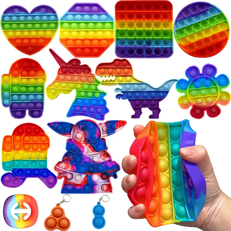 

Pops Stress Relief Toys Fidget Reliver Stress Game Rainbow Push Bubble Antistress Toys Adult Children Sensory Soft Squeeze Toys