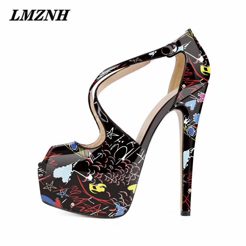 

Женские босоножки на высоком каблуке, сандалии на очень высоком каблуке с принтом и открытым носком, весна-лето