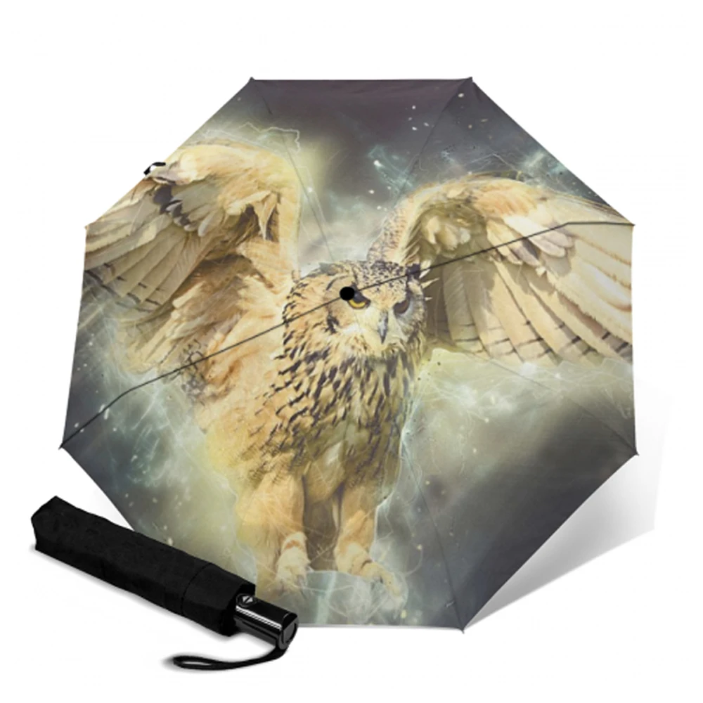 Креативный Зонт с принтом милой совы автоматически открывающийся и