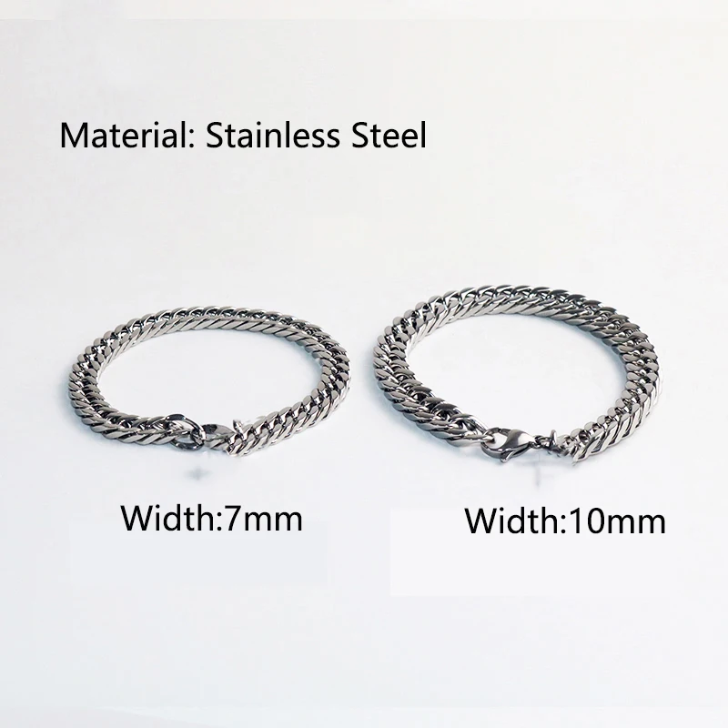 Модный браслет цепочка из нержавеющей стали в Кубинском стиле серебряного цвета