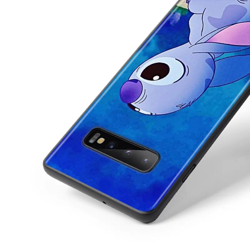 Disney Cartoon Animation Lilo Stitch For Samsung Galaxy S22 S21 S20 FE Ultra S10 Lite S9 S8 Plus S7 5G Silicone Black Phone Case