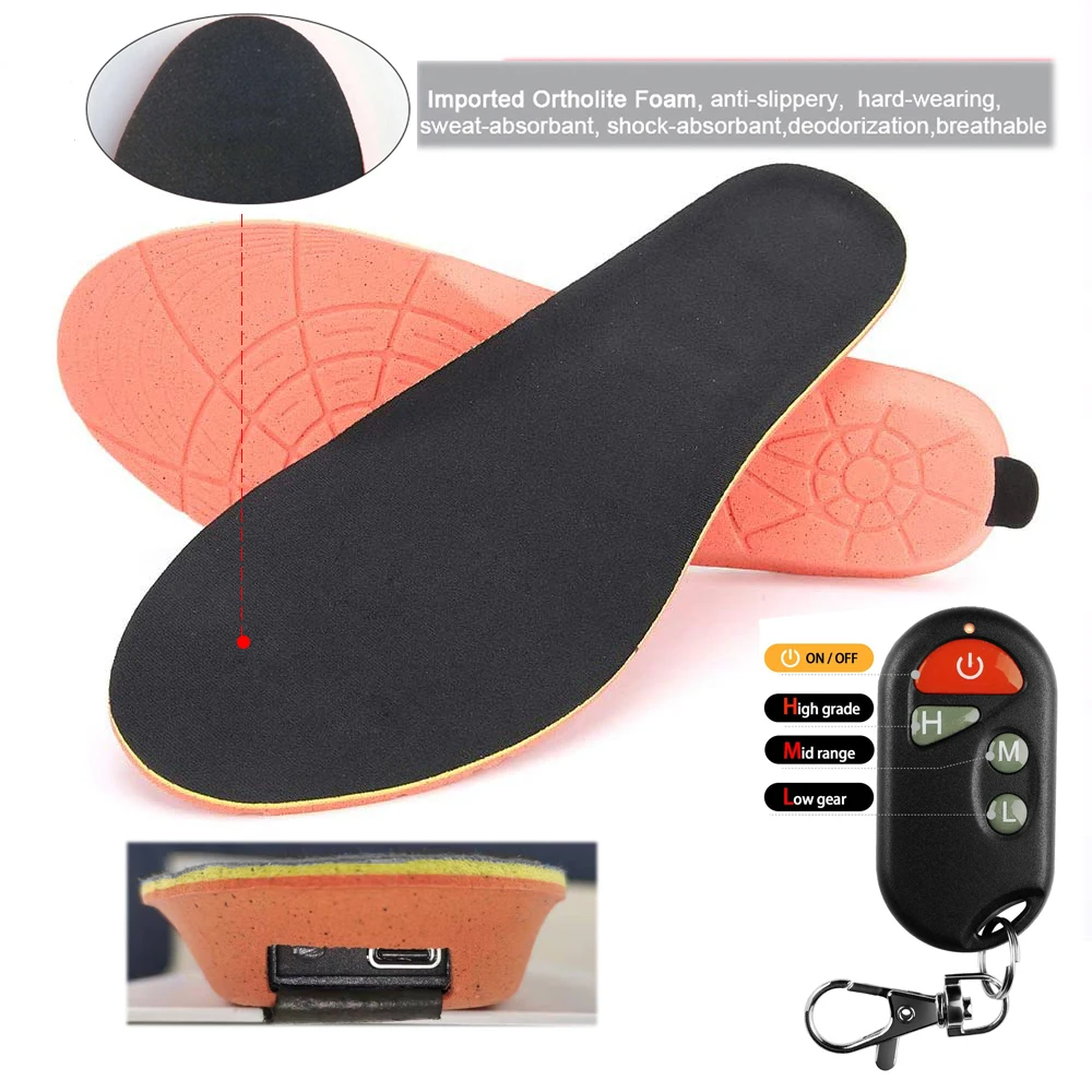 Wireless Remote Control Heated Insoles Electric Thermal Soles Boots Rechargeable Foot Warmer Shoes Insoles  Electric Heater Pads