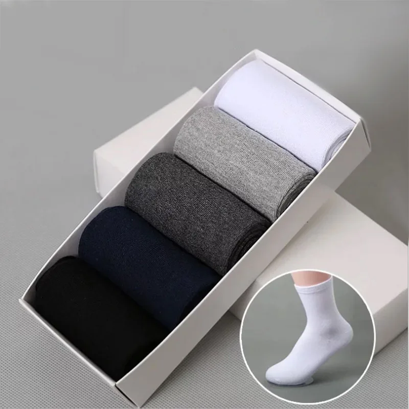 

5pcs Men's cotton socks new black business men's socks combed cotton soft breathable sweat-absorbent deodorant men's socks
