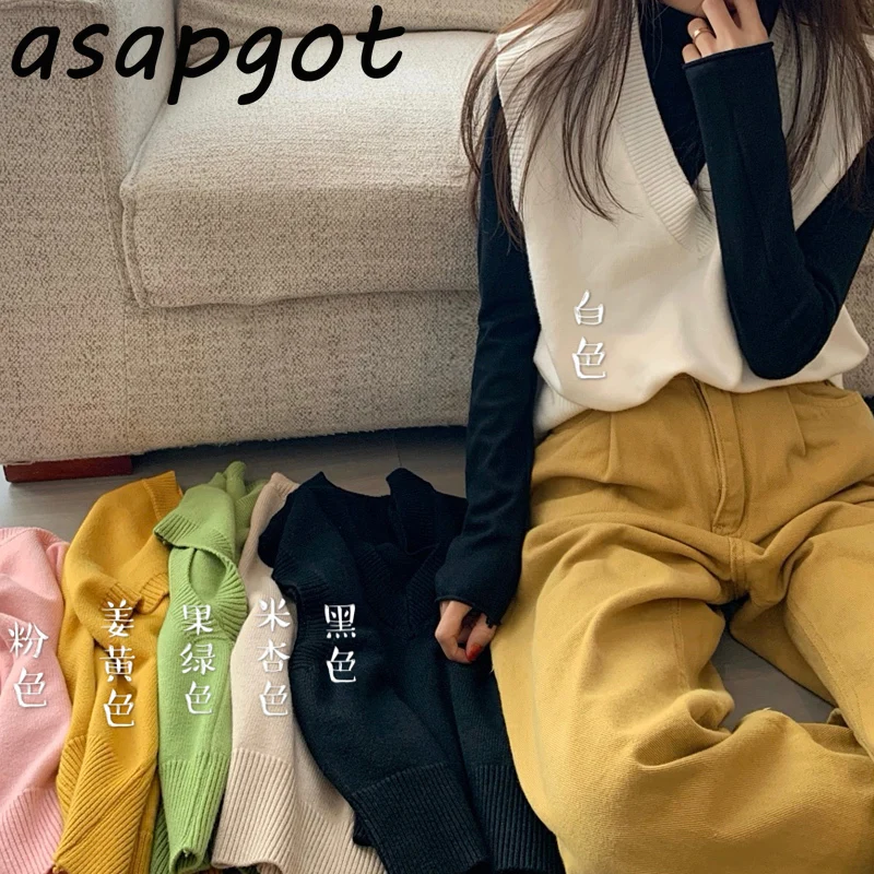 Asapgot/8 цветов милые розовые трикотажные жилеты без рукавов с v-образным вырезом