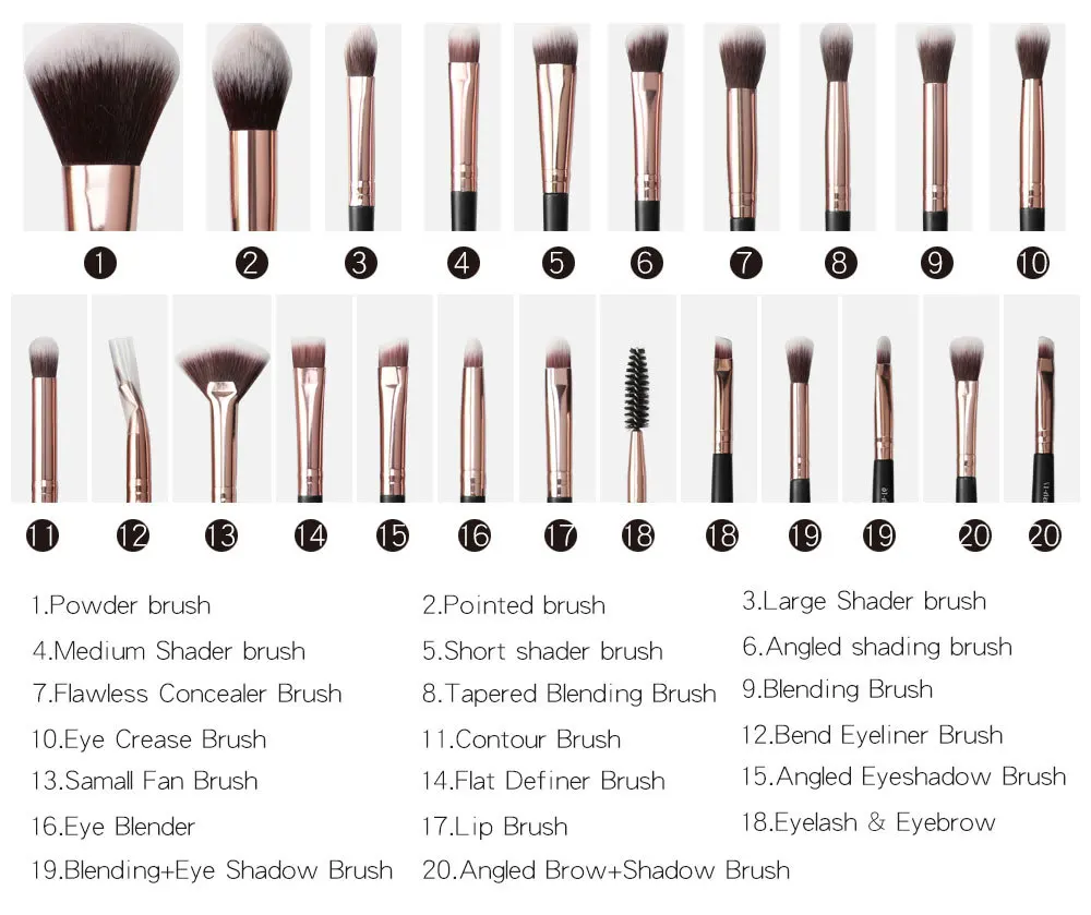 

20Pcs Professional Makeup Brushes Set with Bag for Pressed Powder Foundation Blush Highlighter Blending Make up Brush Tools Sets