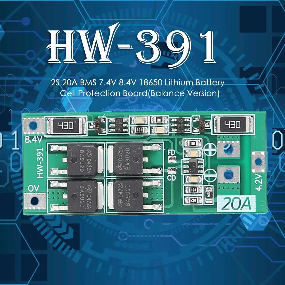 Модуль зарядного устройства литиевой батареи 7 4 V 2S 20A Защитная плата PCB BMS 18650 Lipo Cell