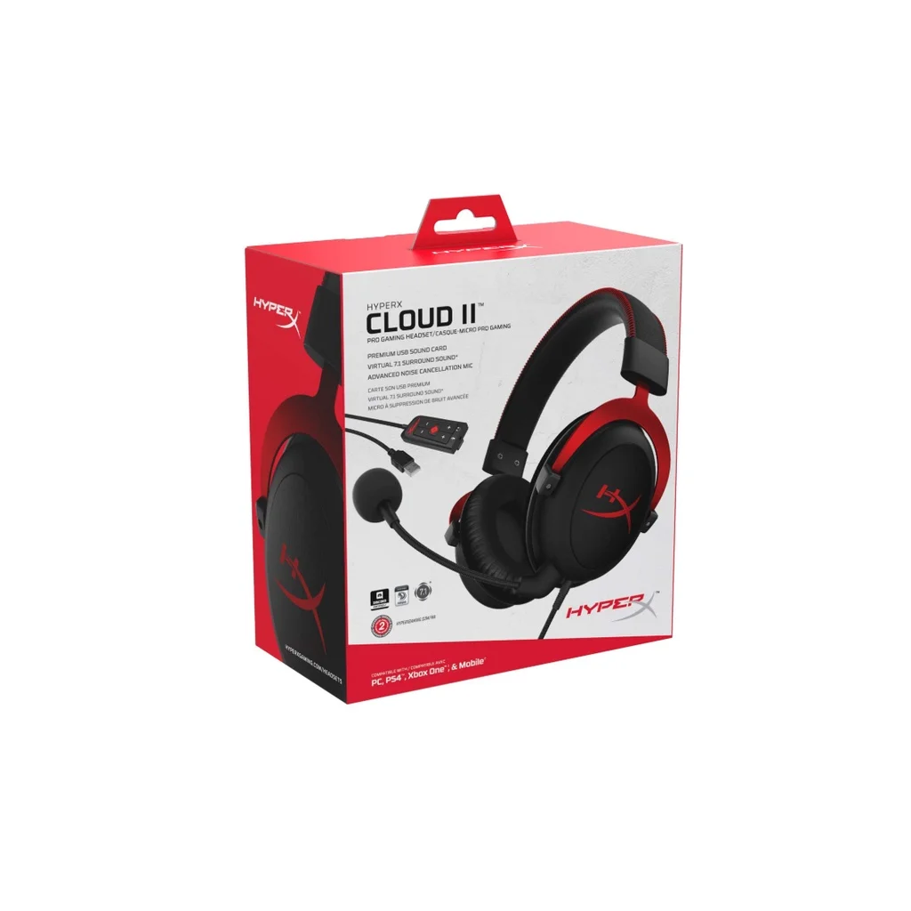 Игровая Проводная гарнитура Kingston HyperX Cloud II с объемным звуком Hi-Fi 7 1 игровые