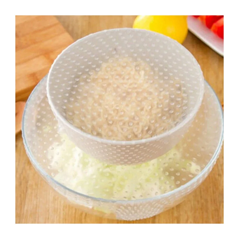 

Stretch and Fresh 4pcs Silicone Food Wrap Multi-function Bowls Cover Kitchen Accessories CLH@8