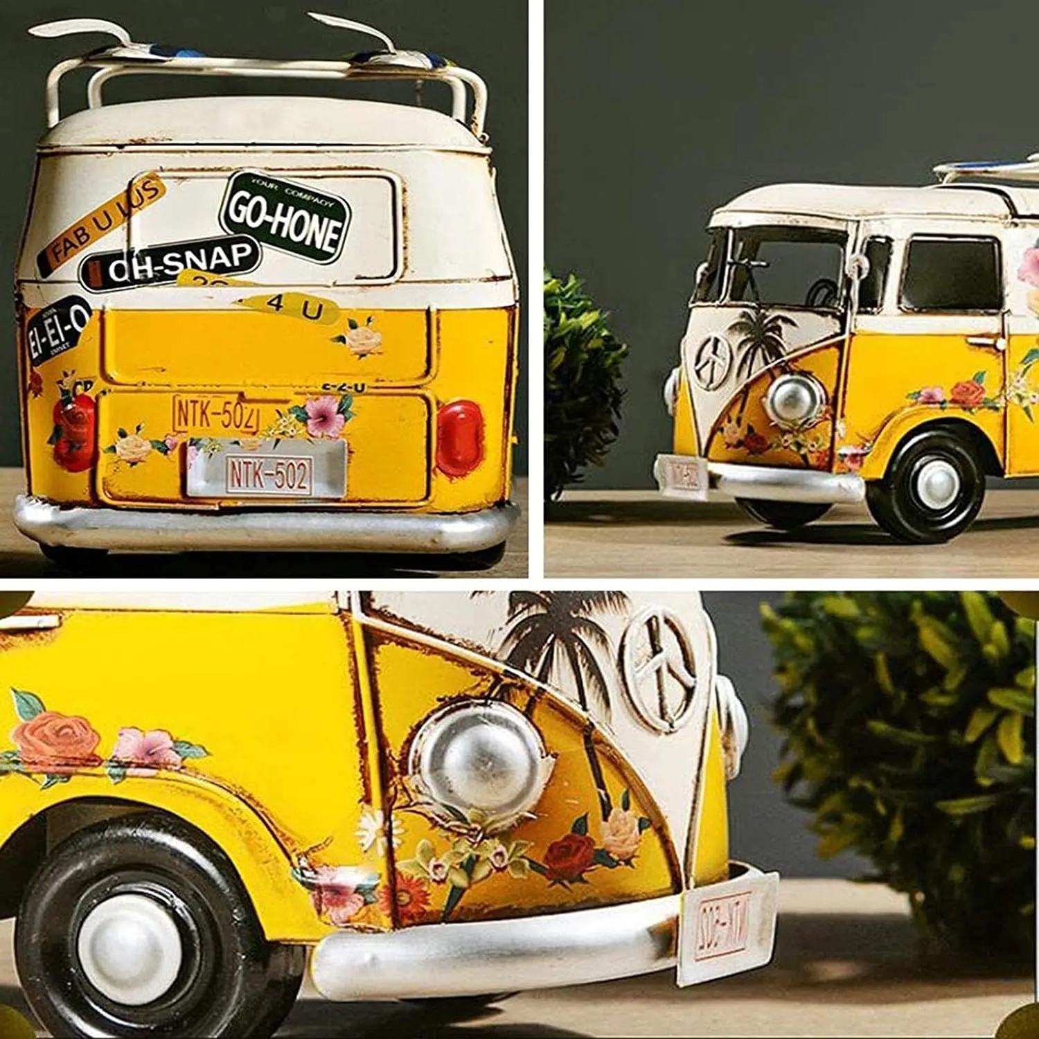 

Vintage Iron Art Bus Model Tissue Box Figurines Retro Van Car Design Napkin Dispenser Holder Home Decro