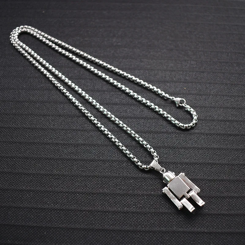 

Fashion street robot hip hop titanium steel necklace men's wild simple jewelry hot sale