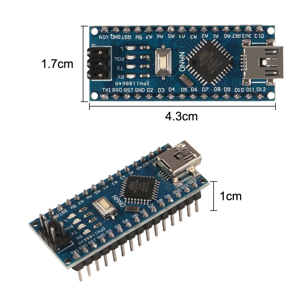

1PCS For arduino Nano ATMEGA328P Mini USB With the bootloader compatible Nano 3.0 controller for arduino CH340 USB driver 16Mhz