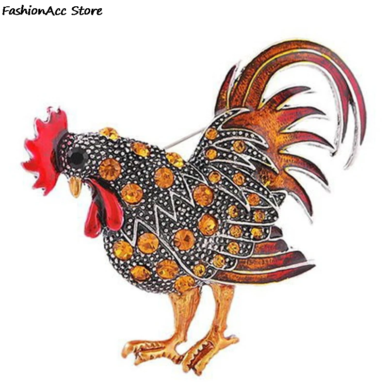 1Pc Crystal Rhinestone Chicken Rooster Hen Farm Animal Brooch Pin Costume Jewelry For Women | Brooches
