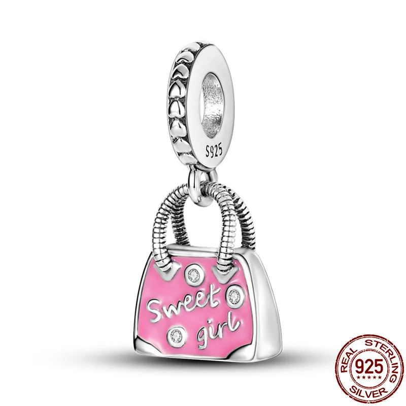 

100% Real 925 Sterling Silver Handbag Beaded Fit Original pandora Bracelet&Bangle Making Fashion DIY Jewelry
