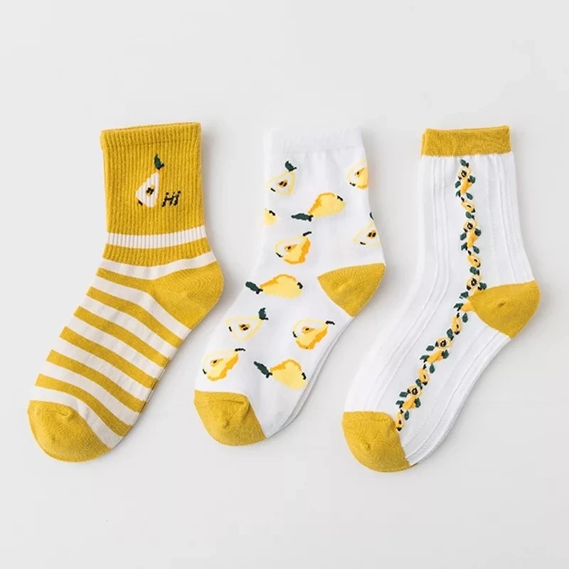 3 Pairs Women Socks Spring Soft Cotton Cartoon Design High Quality Pink Lolita Sweet Girl's Kawaii Cute Woman Socks Set