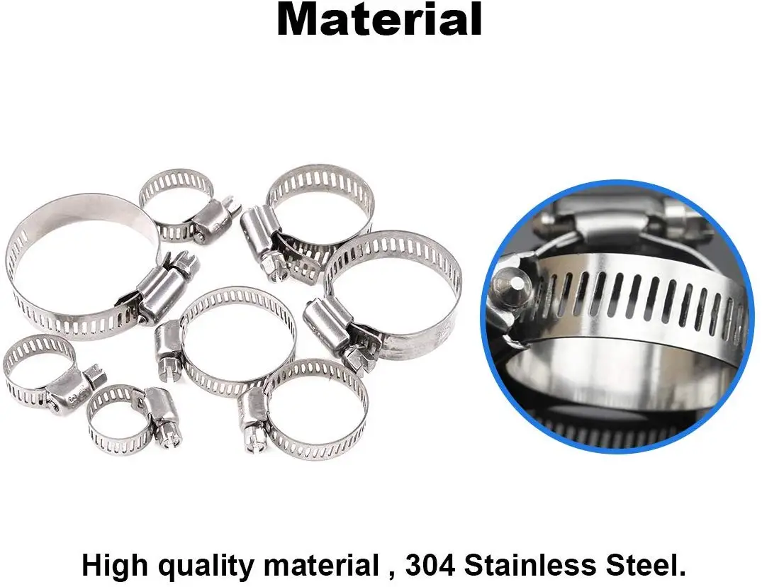 65pcs Hose Clips Adjustable 8-44mm 304 Stainless Steel Worm Gear Clamp Assortment | Обустройство дома