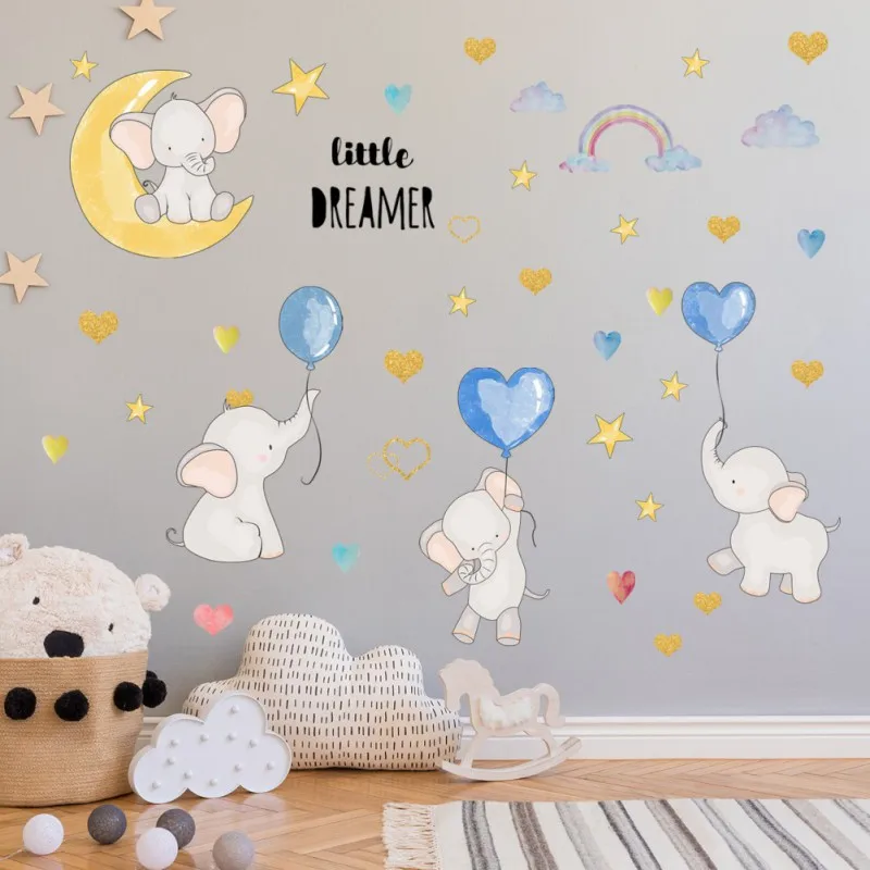 

Rainbow Wall Stickers Cartoon Small Icon Balloon Children's Room Bedroom Background Decorative Wall Stickers Decoration for Home