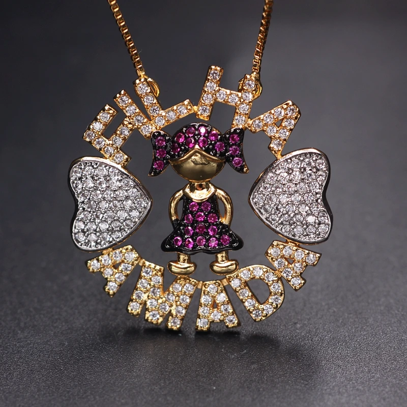 Цветное ожерелье с подвеской для мальчиков и девочек кубическим цирконием