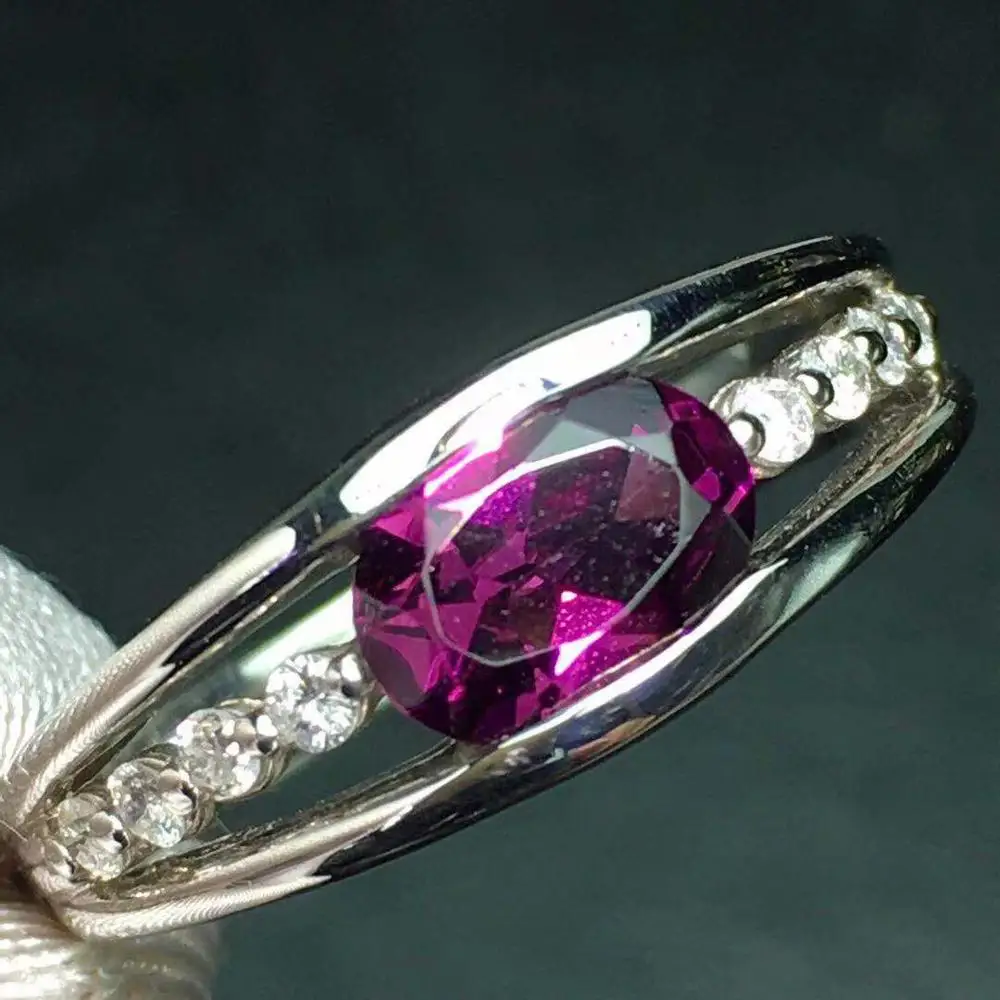 Женские кольца с гранатом 100% карата изящные из настоящего платинового золота Pt900